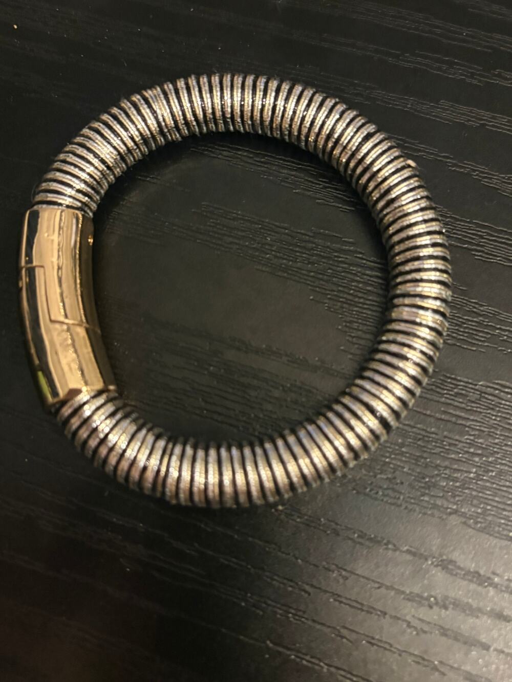 Gold & Silver Tone Coil Wrap Bracelet Magnetic Clasp 7.75”